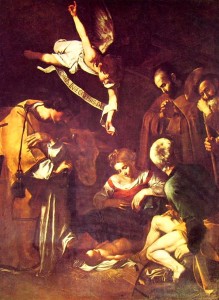 Caravaggio: La natività con i santi Francesco e Lorenzo cm. 298 x 197, (già nella Chiesa di San Lorenzo Palermo, poi trafugato e non più ritrovato).